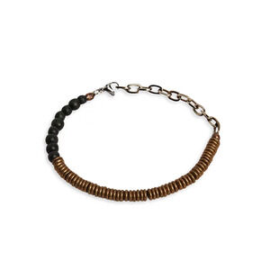 The Monotype The Brody Copper & Wood Beaded Bracelet Black Multi